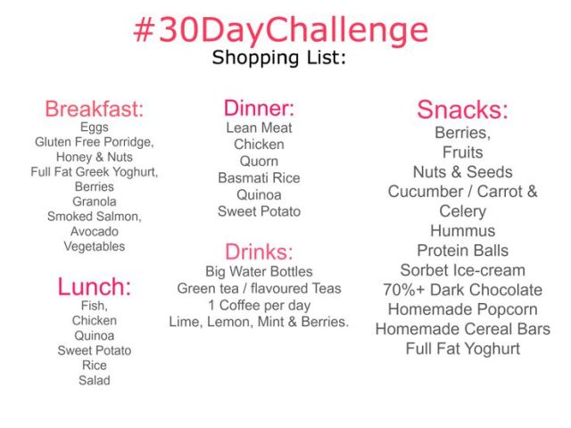 30 Day Diet Plan Challenge Print Out